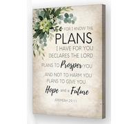 SSOPTMCB Framed Religious Wall Decor, For I Know The Plans I Have For You Bible Verse Poster, Retro Inspirational Artwork for Bedroom Office Gift(Unframed,12x18inch(30x45cm))
