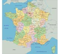 SSOPTMCB French Language Classroom Decor France Regions Political Map Poster with Capitals Geography Educational Chart Canvas Wall-Art Print for School Home(Unframed,12x18inch(30x45cm))