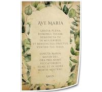 SSOPTMCB Hail Mary Spanish Print - Religious Wall-Art for Bedroom, Virgin Mary Canvas Painting(Framed,12x18inch(30x45cm))