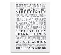 SSOPTMCB Heres To The Crazy Ones Canvas Print Motivational Wall-Art for Bedroom Living Room Decor(Framed,08x12inch(20x30cm))