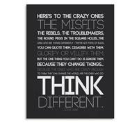 SSOPTMCB Heres To The Crazy Ones Inspirational Poster Wall-Art Canvas Painting for Home Office Decor(Framed,12x18inch(30x45cm))