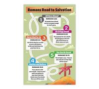 SSOPTMCB Homeschool Bible Curriculum Poster Romans Road to Salvation for Scripture Print Sunday School Classroom Educational Childrens Decor(Framed,16x24inch(40x60cm))