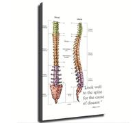 SSOPTMCB Human Spine Art Print Hippocrates Famous Quote Canvas Wall Decor for Chiropractor Office and Home(Framed,12x18inch(30x45cm))