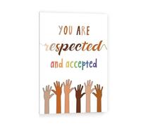 SSOPTMCB Inclusive Classroom Wall Decor, You Are Respected and Accepted Quote Canvas Art for Diversity Education in Schools(Unframed,08x12inch(20x30cm))