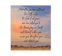 SSOPTMCB Inspirational Bible Verses Wall-Art 1 Peter 5 10 God of All Grace Who Has Called Christian Scripture Print(Framed,12x18inch(30x45cm))