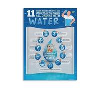 SSOPTMCB Inspirational Hydration Poster Drink More Water Healthy Lifestyle Canvas Wall-Art For Office Fitness Center(Unframed,08x12inch(20x30cm))