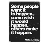 SSOPTMCB Inspirational Quote Poster Some People Want It to Happen Some Wish It Would Happen Others Make It Happen Grunge Gym Teen Room Wall-Art(Unframed,08x12inch(20x30cm))