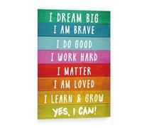 SSOPTMCB Inspirational Quote Wall-Art for, Dream Big Canvas Print with Affirmations for Bedroom, Playroom, School(Framed,12x18inch(30x45cm))