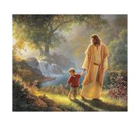 SSOPTMCB Jesus and Little Girl Praying Poster, Peaceful Religious Artwork, Christian Nursery Decor, Kids Room Wall Art, Spiritual Picture for Bedroom(Framed,12x18inch(30x45cm))