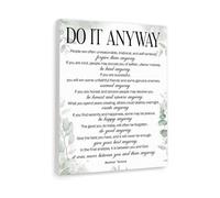 SSOPTMCB Kindness Quote Canvas Wall-Art Do It Anyway Mother Teresa Inspirational Print for Home Office Motivational Poster Bedroom Decor(Framed,12X18inch(30X45cm))