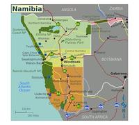 SSOPTMCB Large Colorful Map of Namibia Showing All Regions and Major Cities Wall-Art Print for Home Office School Decor(Unframed,08x12inch(20x30cm))