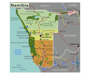 SSOPTMCB Large Colorful Map of Namibia Showing All Regions and Major Cities Wall-Art Print for Home Office School Decor(Unframed,16x24inch(40x60cm))
