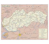 SSOPTMCB Large Political Map of Slovakia Administrative Division with Major Cities Roads Railways Airports Detailed Wall-Art Chart(Framed,16x24inch(40x60cm))
