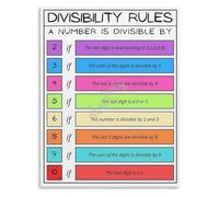 SSOPTMCB Mathematics Divisibility Rules Print Modern Educational Wall-Art for Teachers Students School Decor Math Learning Chart(Framed,16x24inch(40x60cm))