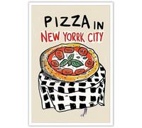 SSOPTMCB Modern Foodie Art Print, Contemporary Abstract Pizza on Canvas, Bold Statement Wall Decor for Kitchen, Dining Area, College Dorm(Unframed,12x18inch(30x45cm))
