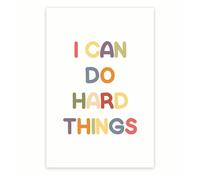 SSOPTMCB Motivational Classroom Poster - I Can Do Hard Things - Affirmation Wall-Art for School Counseling Bedroom Decor(Framed,16x24inch(40x60cm))