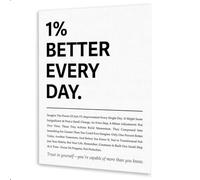 SSOPTMCB Motivational Quote Canvas Painting, 1% Better Every Day White Typography Art, Home Office Gift Idea (Framed,12x18inch(30x45cm))
