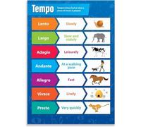 SSOPTMCB Music Education Poster Tempo Wall Chart Theory Reference for Music Classroom Decor Teaching Aid Home Studio Art