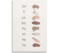 SSOPTMCB Music Theory Poster Solfege Hand Signs Chart Do Re Mi Scale Educational Wall-Art for Teachers Classroom Homeschool Multicultural Decor(Framed,16x24inch(40x60cm))