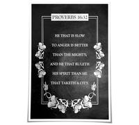 SSOPTMCB Nature Inspired Bible Verse - Proverbs 16:32 Canvas Wall-Art with Serene Landscape for Modern Home and Office Decoration(Framed,16x24inch(40x60cm))