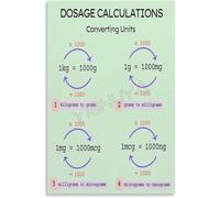 SSOPTMCB Nursing Student Dosage Calculations Poster Medication Math Conversion Chart Study Guide for Nurses NCLEX Review(Unframed,12x18inch(30x45cm))