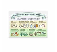 SSOPTMCB Postpartum Nutrition Guide Poster Healthy Eating for Breastfeeding Canvas Wall-Art Informative for Mothers and Nursery(Framed,12x18inch(30x45cm))