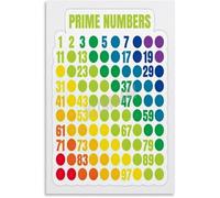 SSOPTMCB Prime Numbers 1-100 Chart Math Poster Educational Wall-Art Canvas Painting for Home and School(Framed,12x18inch(30x45cm))