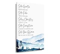 SSOPTMCB Protestant Reformation Art - 5 Solas Vintage Canvas Print, Sola Fide Sola Gratia Wall Decor for Study and Library(Framed,12x18inch(30x45cm))