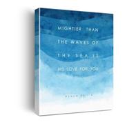 SSOPTMCB Psalm 93:4 Wall-Art Mightier Than the Waves Christian Canvas Print Blue Ocean Inspired Decor for Home Office(Framed,16x24inch(40x60cm))