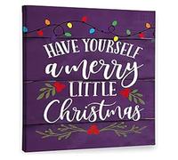 SSOPTMCB Purple String Lights Christmas Wall-Art Farmhouse Rustic Decor for Home(Unframed,12x18inch(30x45cm))