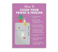 SSOPTMCB Refrigerator Freezer Care and Cleaning Guide Educational Wall Poster Canvas Art for Kitchen Apartment Decor(Framed,08x12inch(20x30cm))