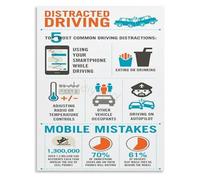 SSOPTMCB Road Poster Distracted Driving Awareness Educational Canvas Wall-Art for Workplace or Home Garage(Unframed,12x18inch(30x45cm))