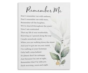 SSOPTMCB Sentimental Wall-Art Remember Me Poem Canvas Poster for Bedroom Living Room Home Decor(Framed,08x12inch(20x30cm))