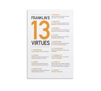 SSOPTMCB The 13 Virtues by Benjamin Franklin - Complete List Canvas Poster, Inspirational Wall Decor for Personal Development & Room Aesthetic(Framed,16x24inch(40x60cm))