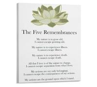 SSOPTMCB The Five Remembrances Buddhist Teachings Canvas Print Spiritual Wall-Art for Room and Home Decor(Framed,12x18inch(30x45cm))