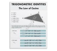 SSOPTMCB Trigonometry Identities Poster Cosine Rule Mathematics Education Aesthetic Metal Tin Sign Wall Decor(Framed,08x12inch(20x30cm))