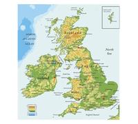 SSOPTMCB United Kingdom Map Poster British Isles Ireland Scotland Topographical Wall-Art Print(Unframed,12x18inch(30x45cm))