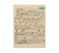 SSOPTMCB Vintage Music Sheet Poster - Classical Piano Score Canvas Art Print for Home and Office Decor(Framed,08x12inch(20x30cm))