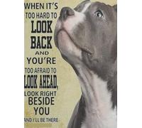 SSOPTMCB Vintage Pitbull Poster with Look Right Beside You Quote - Retro Dog Wall-Art for Home, Office, or Bar Decor, Gift for Dog Lovers(Framed,08x12inch(20x30cm))