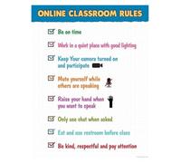 SSOPTMCB Virtual Classroom Rules Poster - Online Learning Expectations, Educational Wall Art for Remote Teaching, Homeschool & Zoom (Unframed,16x24inch(40x60cm))