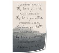 SSOPTMCB Watch Your Thoughts They Become Words - Inspirational Quote for Wall Decor in Bedroom, Dining Room, and Office(Framed,12x18inch(30x45cm))