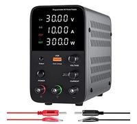 SSQUZA Alimentation de Laboratoire, Alimentation de Laboratoire DC Affichage LED à 4 Chiffres, Alimentation à Découpage Stabilisée,avec Pince Crocodile, Cordon de Test,USB Port,Black220V-60V/5A