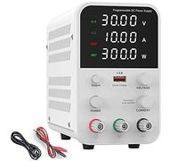 SSQUZA Alimentation Laboratoire,Alimentation Variable,Alimentation à Découpage Stabilisée,avec Interface USB,Pince Crocodile,Cordon de Test,Appliqué à l'enseignement Laboratoire,White220V-30V/5A