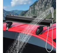 SSQUZA Pressurisé Portable De Douche Camping 18l/20l/30l - Réservoir Montable sur Barres De Toit avec Chauffe-Eau Solaire | pour Lavage Voiture, Trekking Et Voyages Aventure,18L