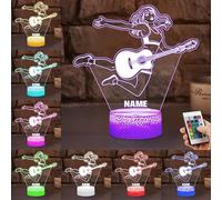 SSRUI Veilleuse à illusion de guitare 3D personnalisée avec plusieurs couleurs changeantes, décoration musicale pour chambre à coucher, salon, cadeaux pour les amateurs de musique (fille de guitare)