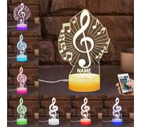 SSRUI Veilleuse LED à illusion de note de musique 3D personnalisée avec plusieurs couleurs changeantes, décoration musicale pour chambre à coucher, salon, cadeaux pour les amateurs de musique