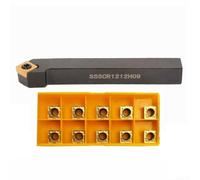 SSSCR1212H09 Porte-outil de tournage de tour 12 x 100 mm avec 10 inserts en carbure SCMT09T308, tige en acier allié coupe à droite pour travail des métaux CNC