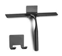 SSTOOHL Estrattore da Doccia Manuale con Gancio Autoadesivo, in Acciaio inox, per Porte Della Doccia, Bagno, Mobiletto per Dinestre (25 cm, nero)