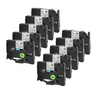 SSUMCUWR Ruban adhésif Compatible avec étiquettes, 6mm, 9mm, 12mm, 18mm, 24mm, 3 à 20 pièces, Compatible avec Le Ruban TZE S231 TZ S231(10PK Black on Clear)