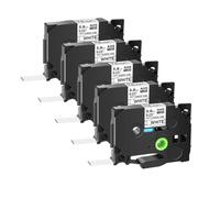 SSUMCUWR Ruban adhésif thermorétractable, 5 pièces, 6 Mm, 9 Mm, 12 Mm, 18 Mm, 24 Mm, Compatible avec l'imprimante HSE 231 HSE 631(5.8mm White)